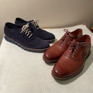 Cole Haan Men's ZERØGRAND Remastered Wingtip Oxfords Tan Vlue lot of 2